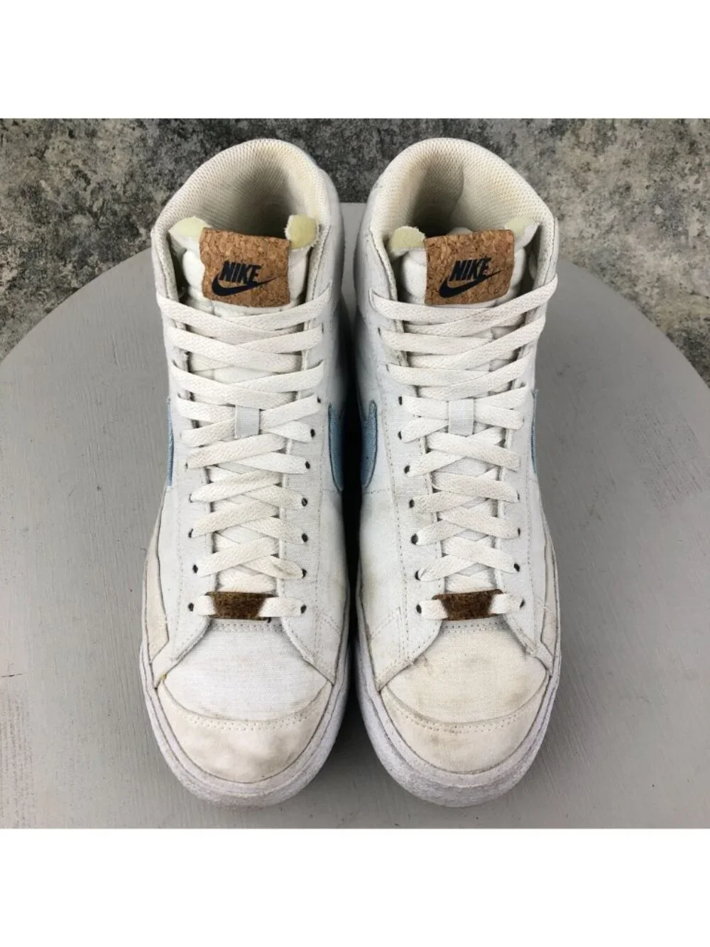 Nike Men's Size 8.5 Blazer Mid 77 White Indigo Blue Canvas Sneakers CI1166-100